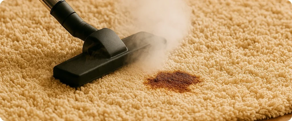 از بین بردن لکه فرش با دستگاه بخار