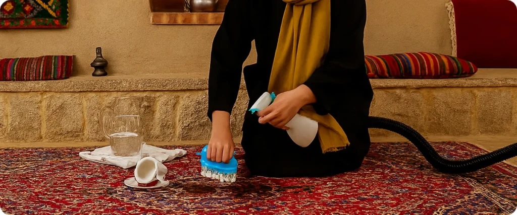 پاک کردن لکه ها قبل از بخارشویی فرش